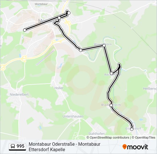 Автобус 995: карта маршрута