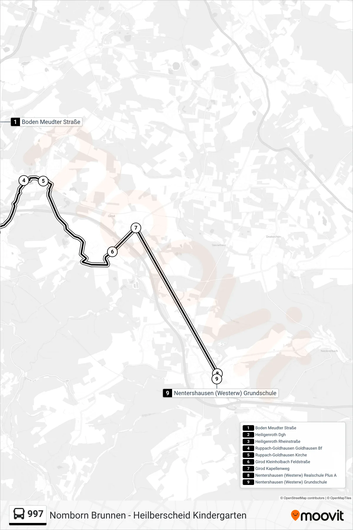 997 bus Line (Nentershausen (Westerw) Grundschule) route and stops on a map