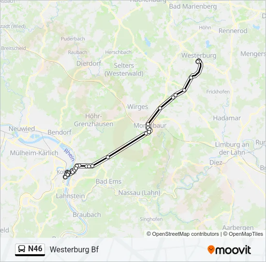 N46 Bus Line Map
