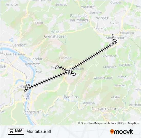 N46 Bus Line Map
