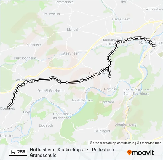 258 Bus Line Map