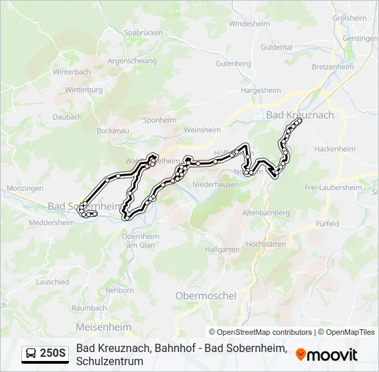 250S Bus Line Map