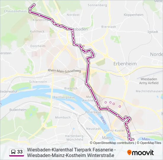 Автобус 33: карта маршрута