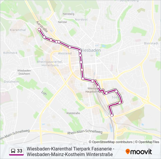 Автобус 33: карта маршрута