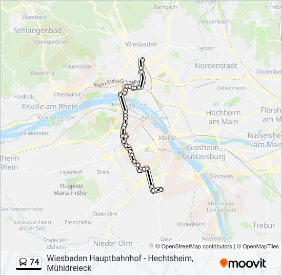 74 Bus Line Map