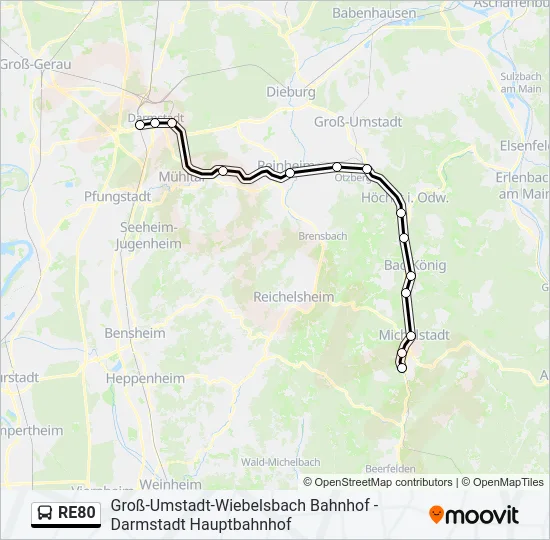 Buslinie RE80 Karte