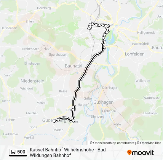 Автобус 500: карта маршрута