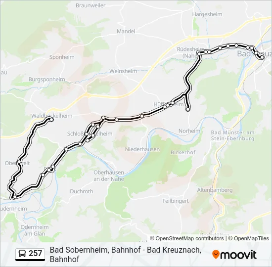257 Bus Line Map
