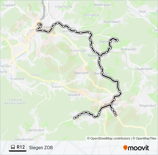 R12 Bus Line Map