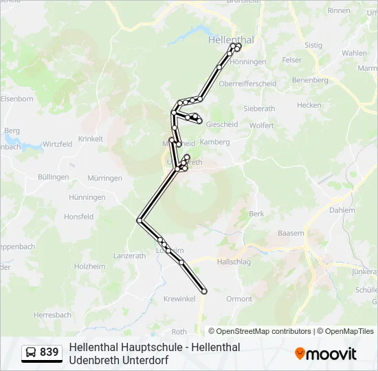 839 Bus Line Map