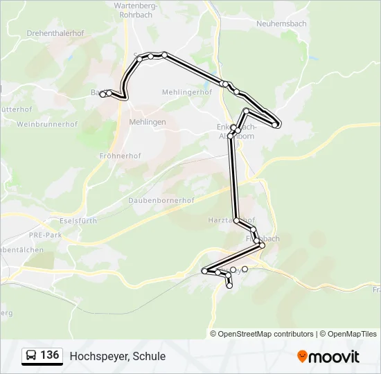136 Bus Line Map