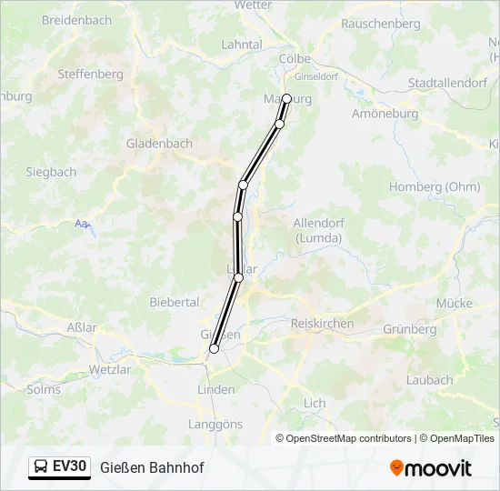 EV30 Bus Line Map