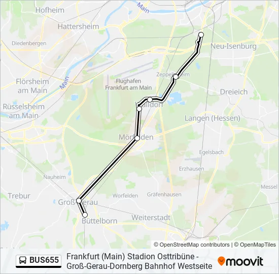 Автобус BUS655: карта маршрута
