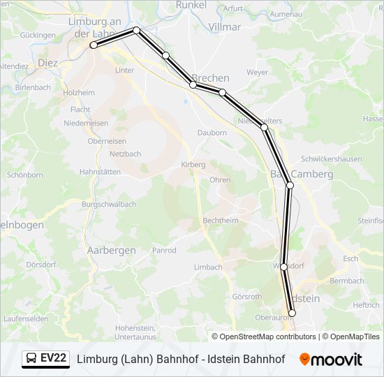 EV22 Bus Line Map