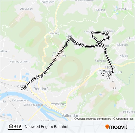 419 Route: Fahrpläne, Haltestellen & Karten - Neuwied Engers Bahnhof ...