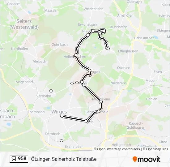 Автобус 958: карта маршрута