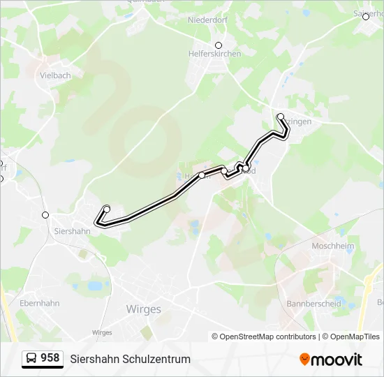 Автобус 958: карта маршрута