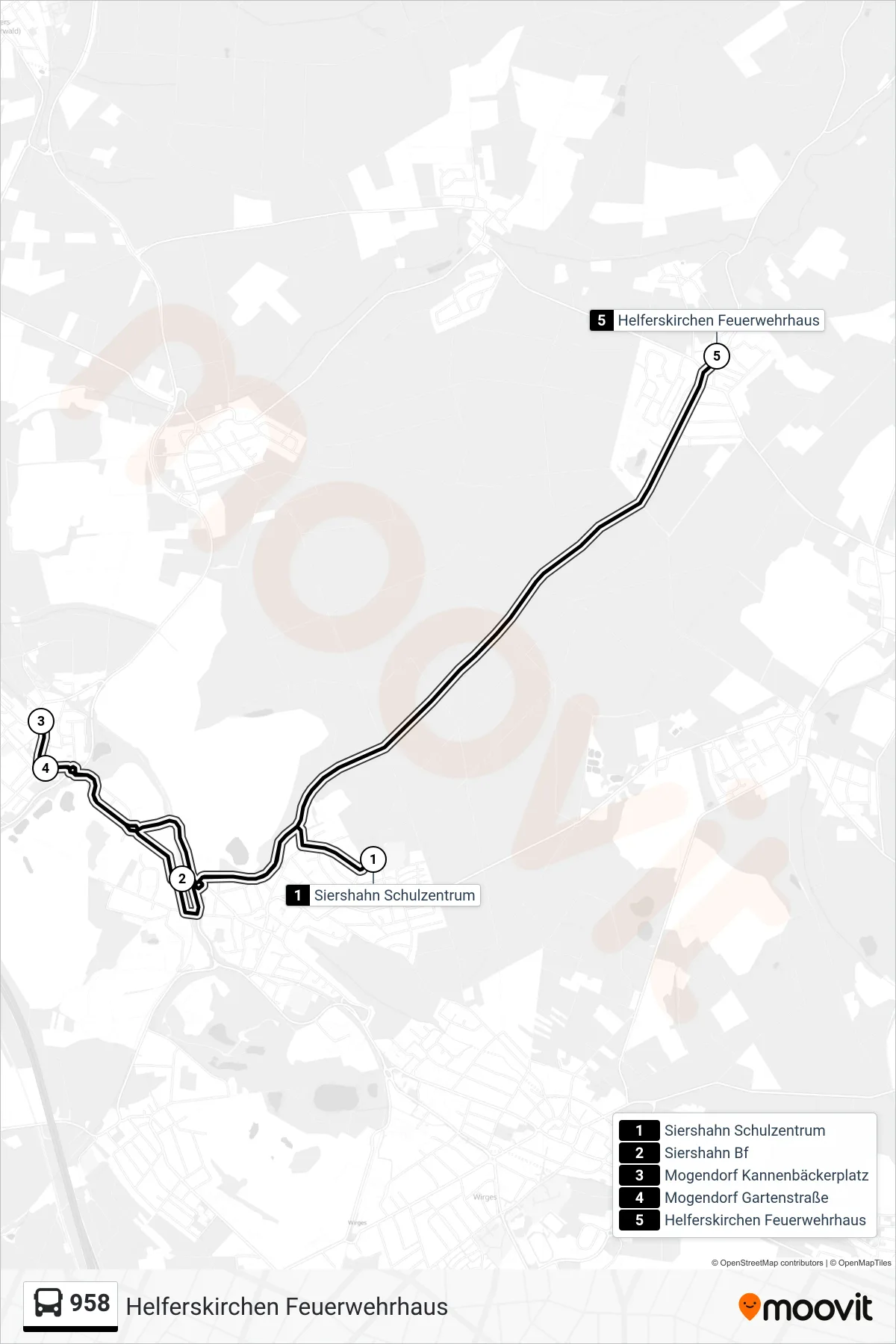958 bus Line (Helferskirchen Feuerwehrhaus) route and stops on a map