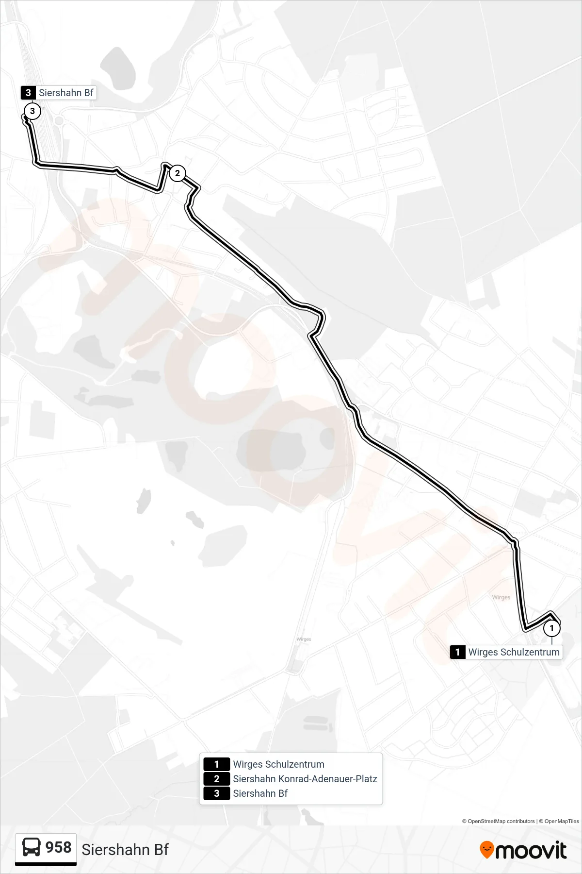 958 bus Line (Siershahn Bf) route and stops on a map
