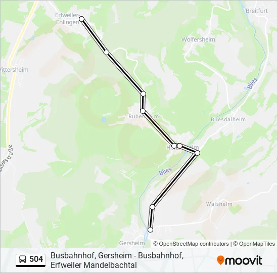 504 Bus Line Map