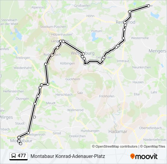 Автобус 477: карта маршрута