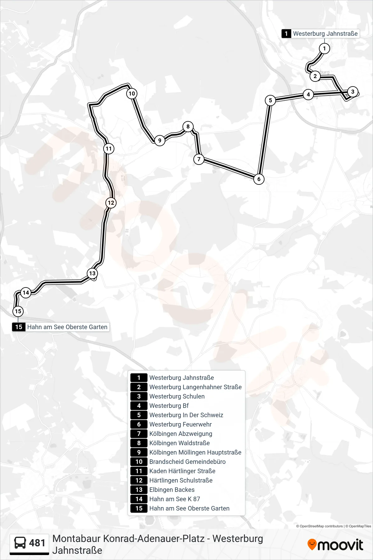 481 bus Line (Hahn am See Oberste Garten) route and stops on a map