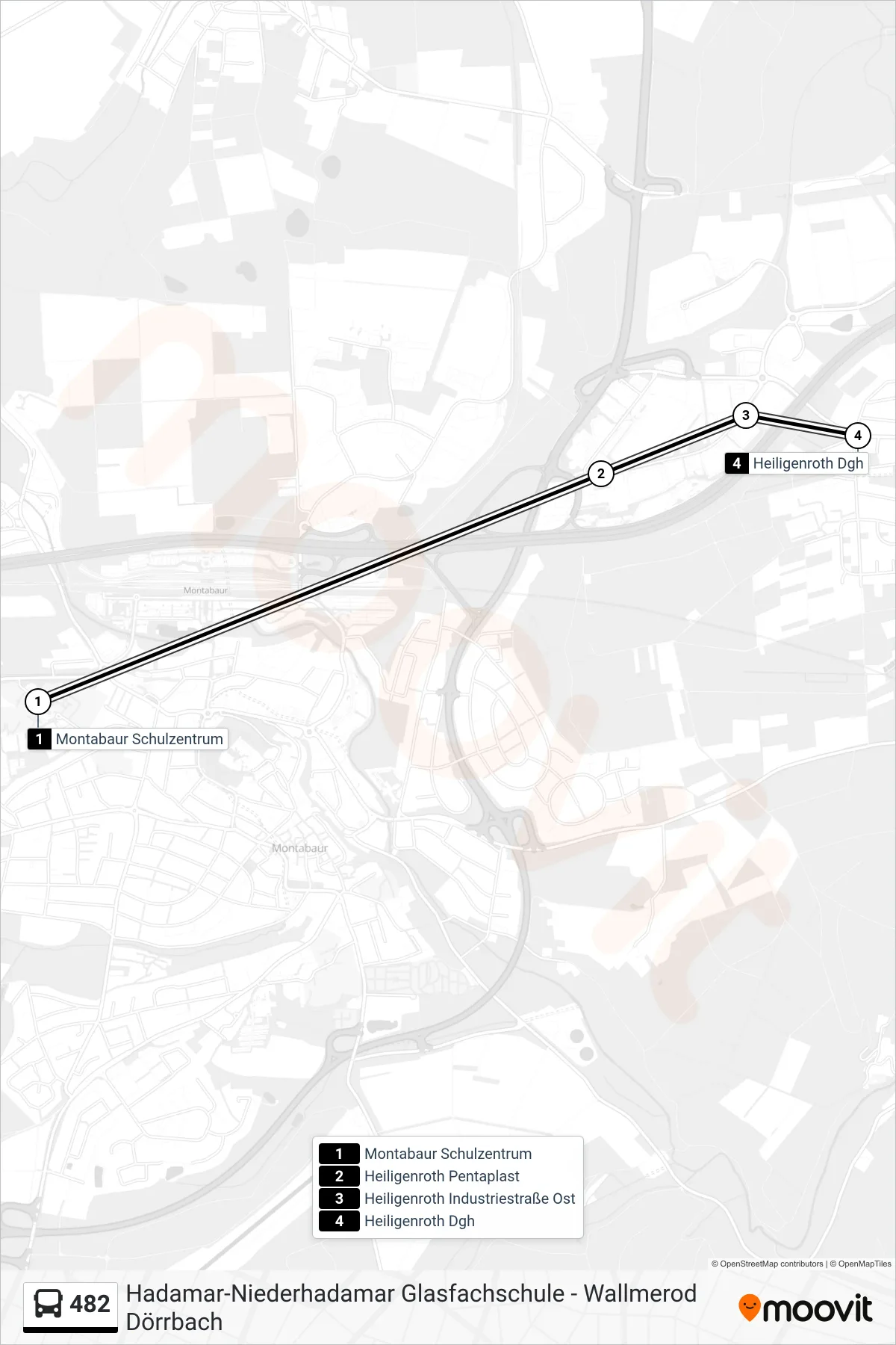 Linie 482 (Bus) Richtung Heiligenroth Dgh: Route und Haltestellen auf der Karte