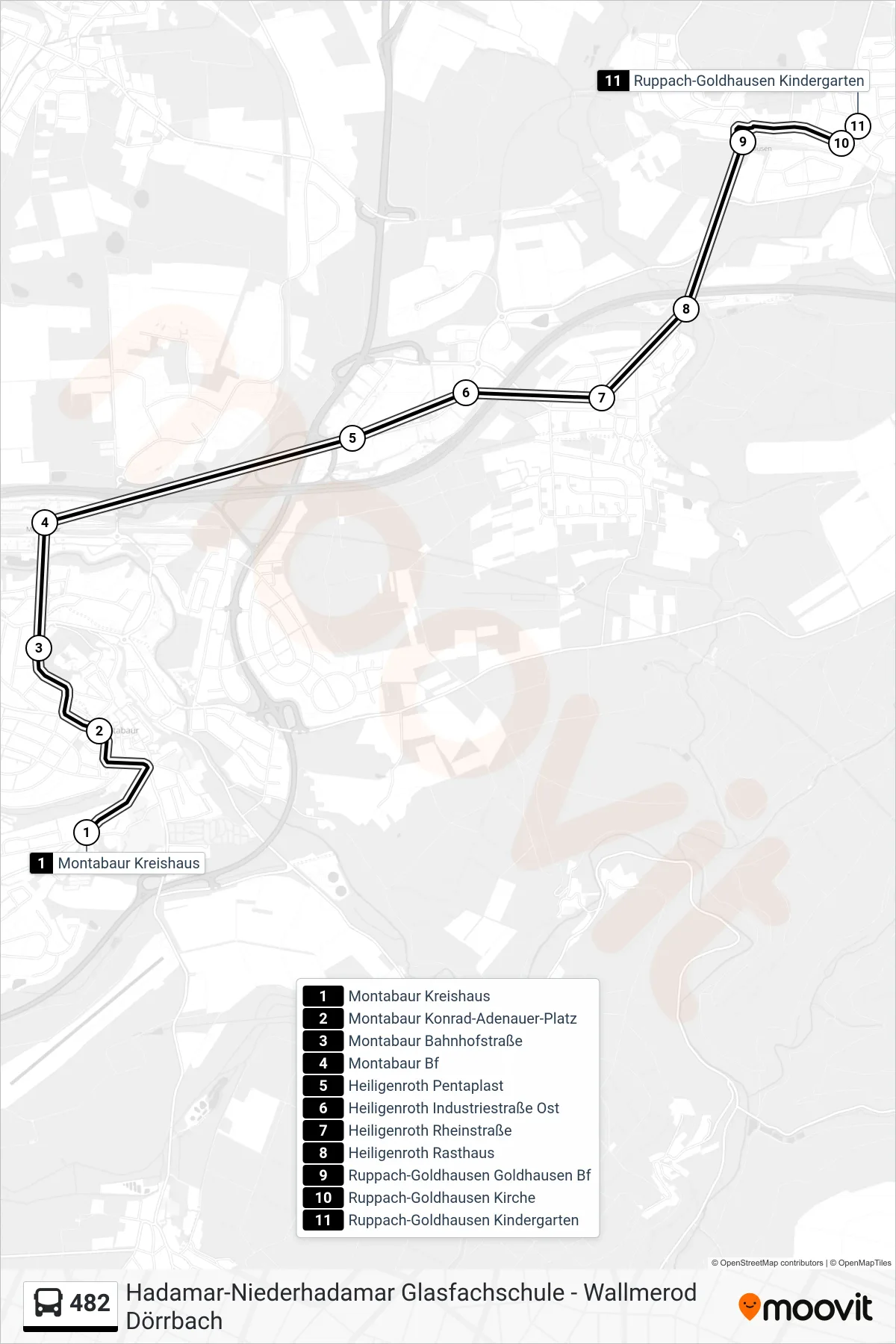 482 bus Line (Ruppach-Goldhausen Kindergarten) route and stops on a map