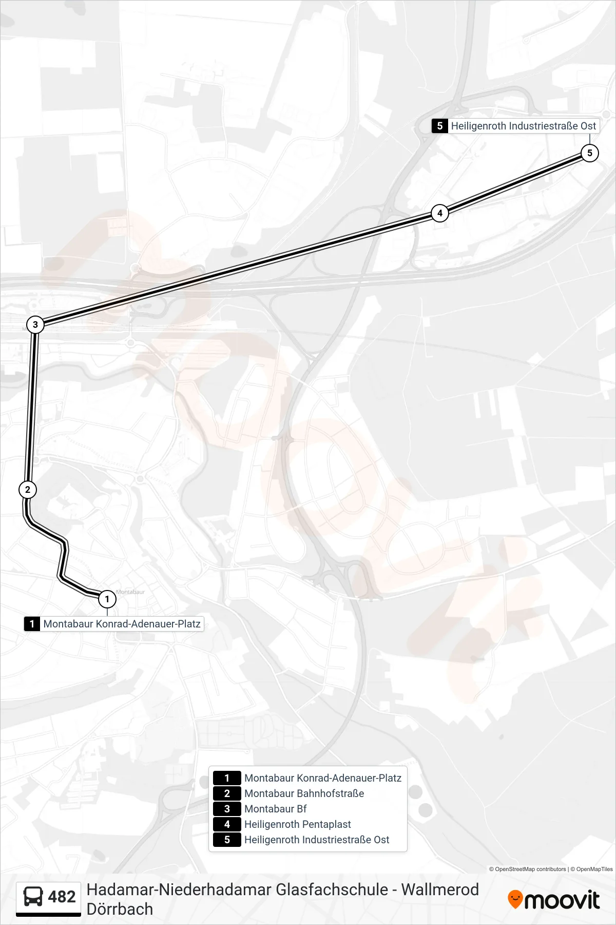 Linie 482 (Bus) Richtung Heiligenroth Industriestraße Ost: Route und Haltestellen auf der Karte