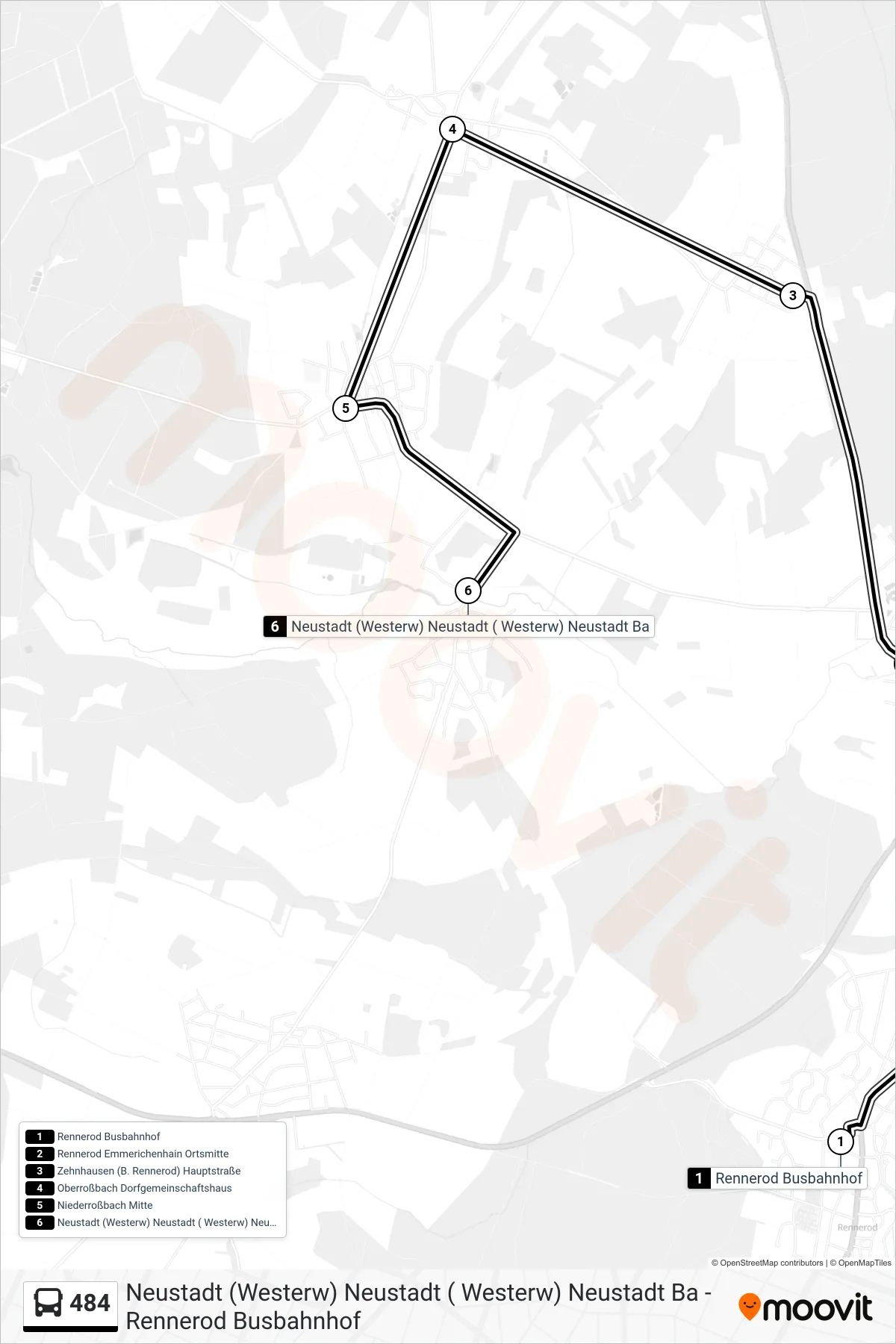 Linie 484 (Bus) Richtung Neustadt (Westerw) Neustadt ( Westerw) Neustadt Ba: Route und Haltestellen auf der Karte