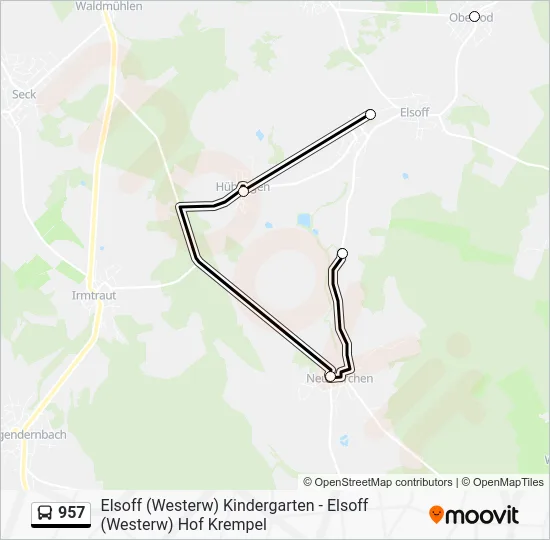 Автобус 957: карта маршрута