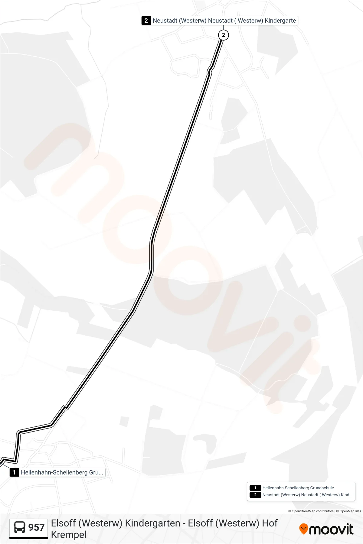 957 bus Line (Neustadt (Westerw) Neustadt ( Westerw) Kindergarte) route and stops on a map