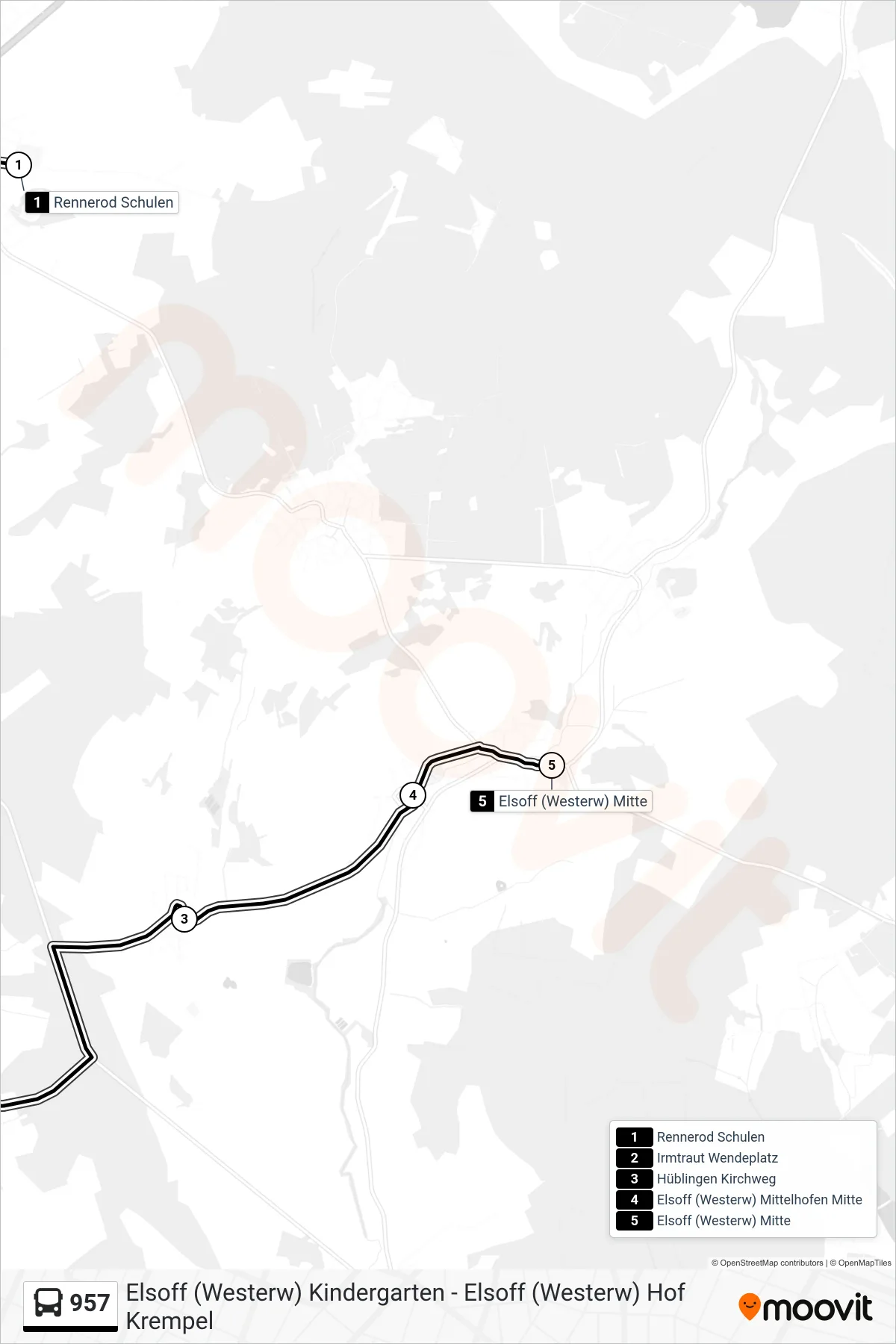 957 bus Line (Elsoff (Westerw) Mitte) route and stops on a map