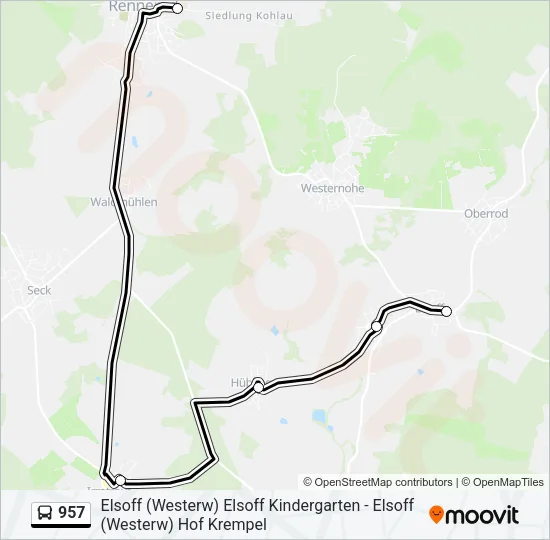 Автобус 957: карта маршрута