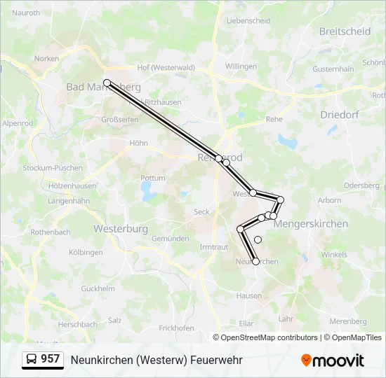 957 Bus Line Map