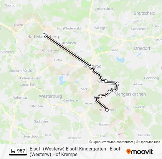 957 Bus Line Map