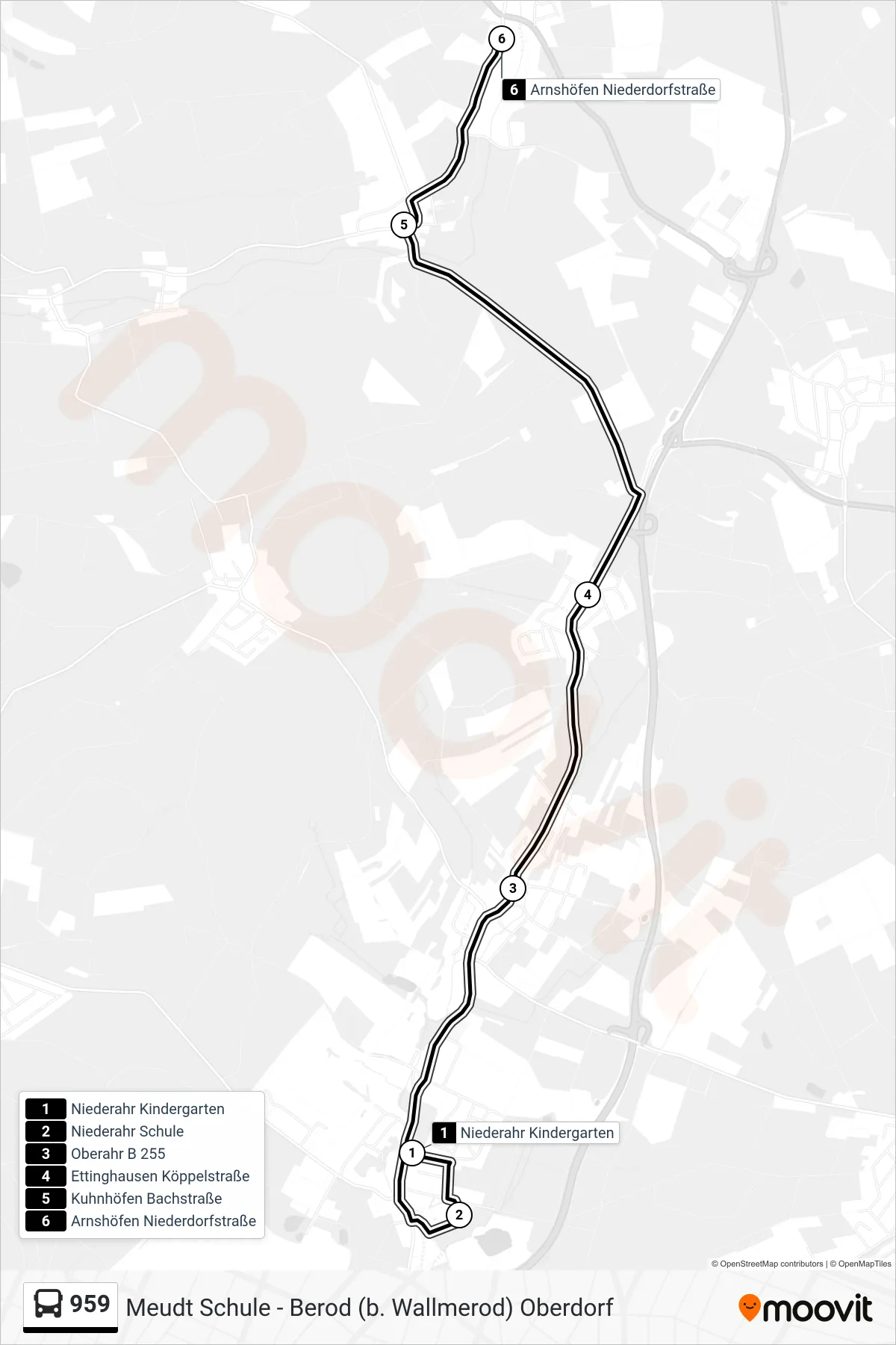 Linie 959 (Bus) Richtung Arnshöfen Niederdorfstraße: Route und Haltestellen auf der Karte