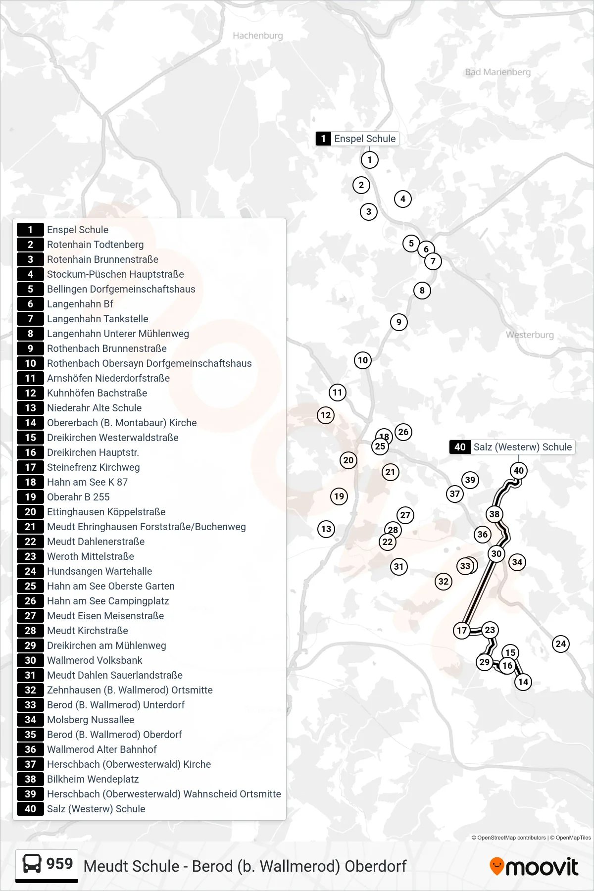 959 bus Line (Salz (Westerw) Schule) route and stops on a map