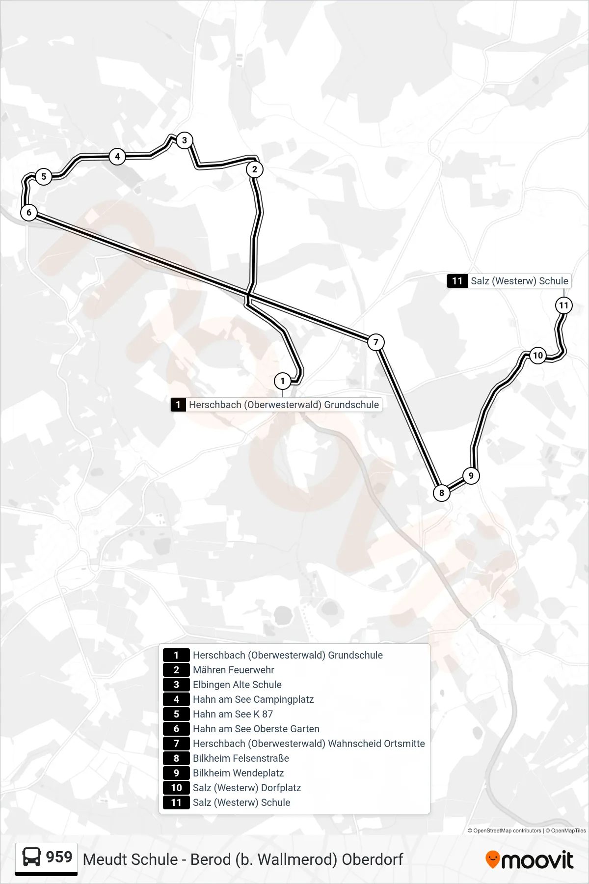 959 bus Line (Salz (Westerw) Schule) route and stops on a map