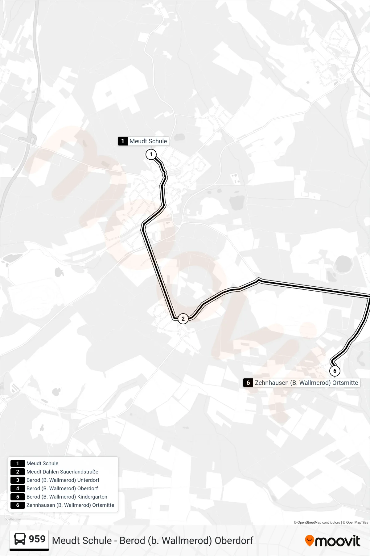 959 bus Line (Zehnhausen (B. Wallmerod) Ortsmitte) route and stops on a map