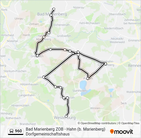 Автобус 960: карта маршрута