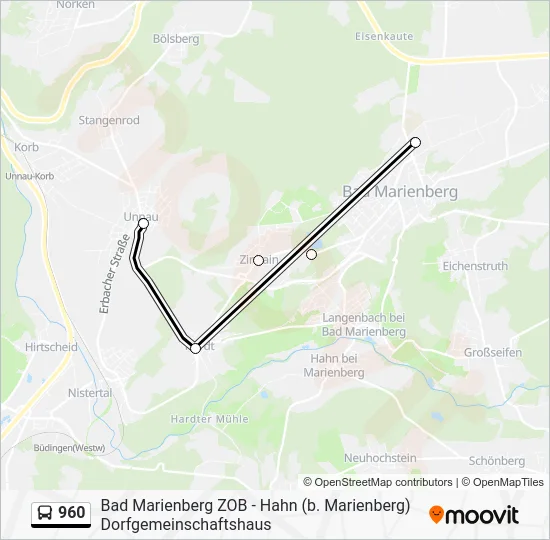 Автобус 960: карта маршрута