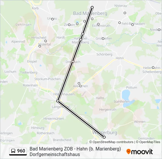 Автобус 960: карта маршрута