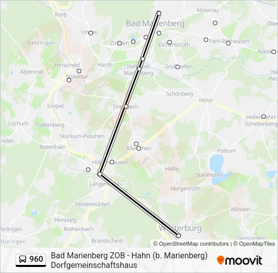 960 Bus Line Map