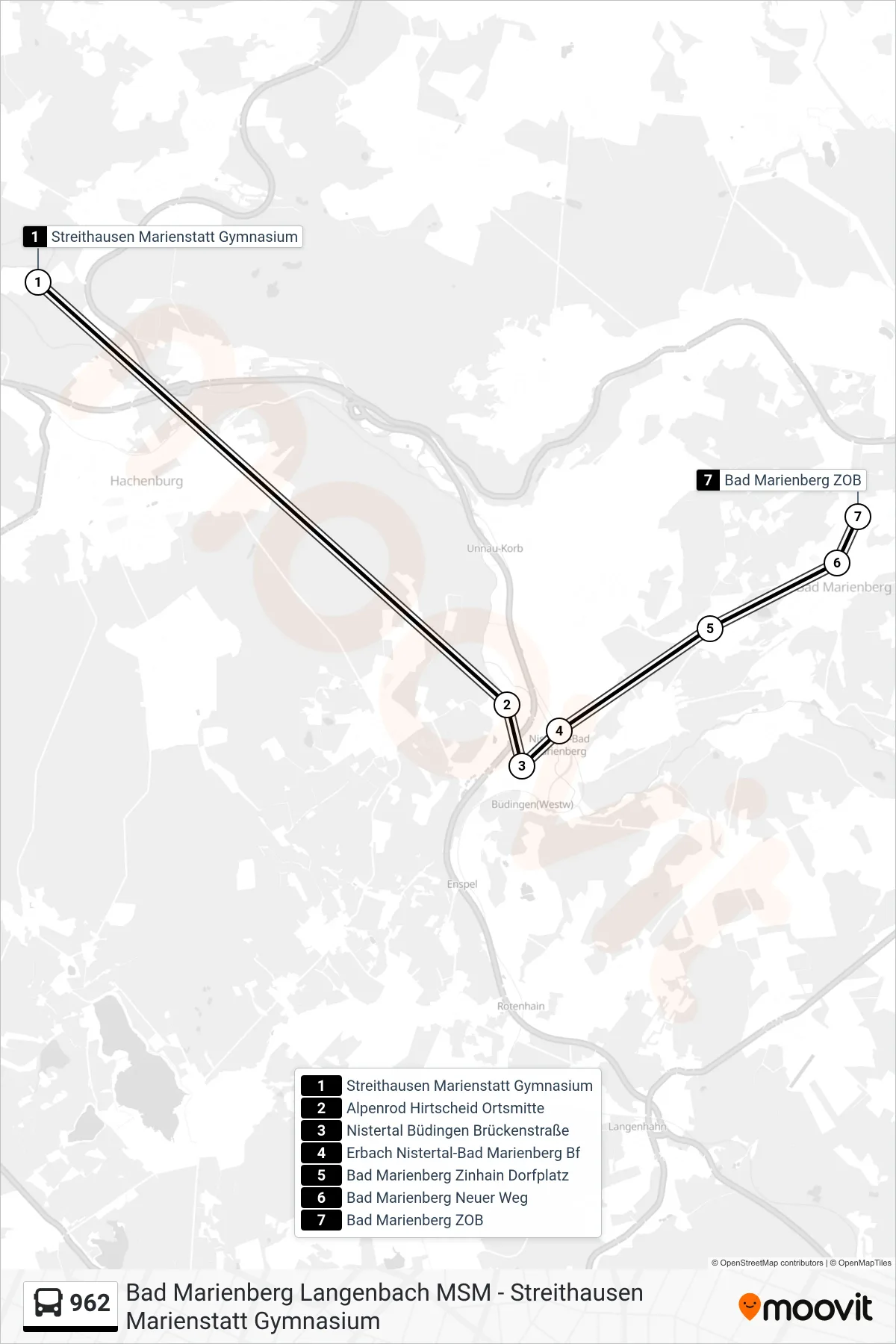 962 bus Line (Bad Marienberg ZOB) route and stops on a map