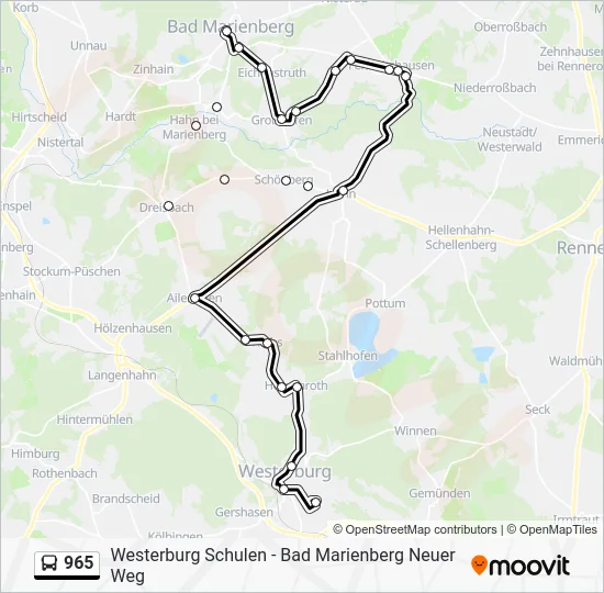 Автобус 965: карта маршрута