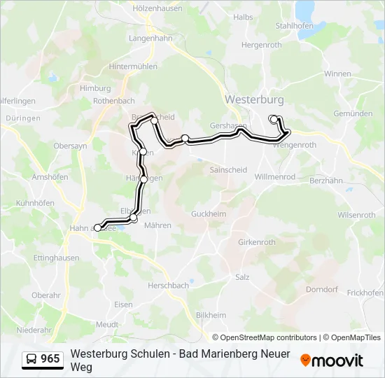 965 Bus Line Map