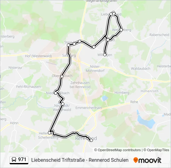 Автобус 971: карта маршрута