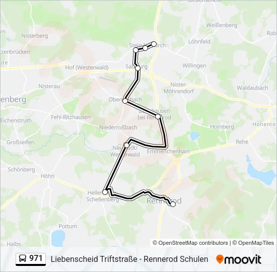 Buslinie 971 Karte