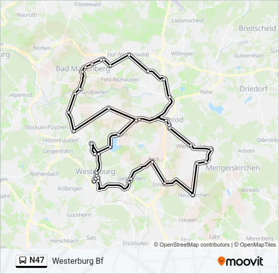 N47 Bus Line Map